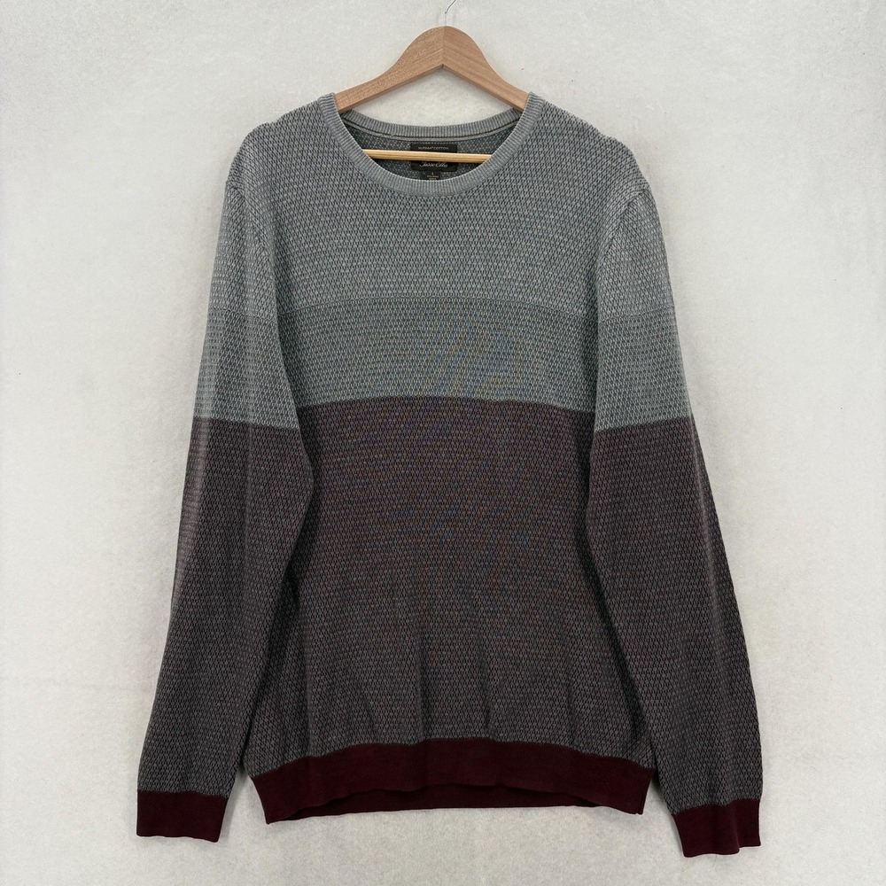 Tasso Elba Sweater Mens Large Gray Supima Cotton Crewneck Knit Pullover Casual